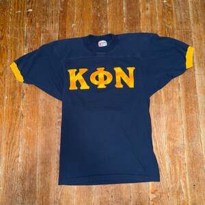 Vintage Eagle USA Greek Letter Ringer Football T-Shirt KΦN